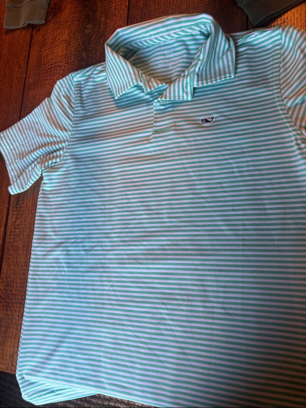 Vineyard Vines Mint and White Striped Polo